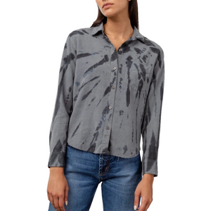 RAILS Ingrid Raw Tie Dye Shirt grey black